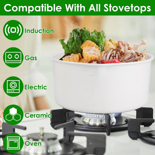 17-Piece Nonstick Cookware Set – Frying Pans, Sauce Pans, Glass Lids, Detachable Handles, Dishwasher Safe